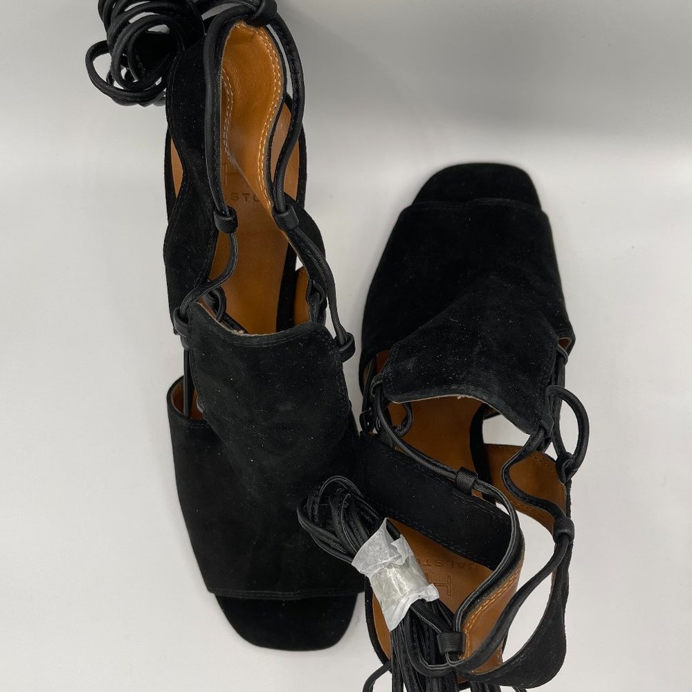 Halston Black Suede Lace Up Black Heels | Size 9 | NWOT
